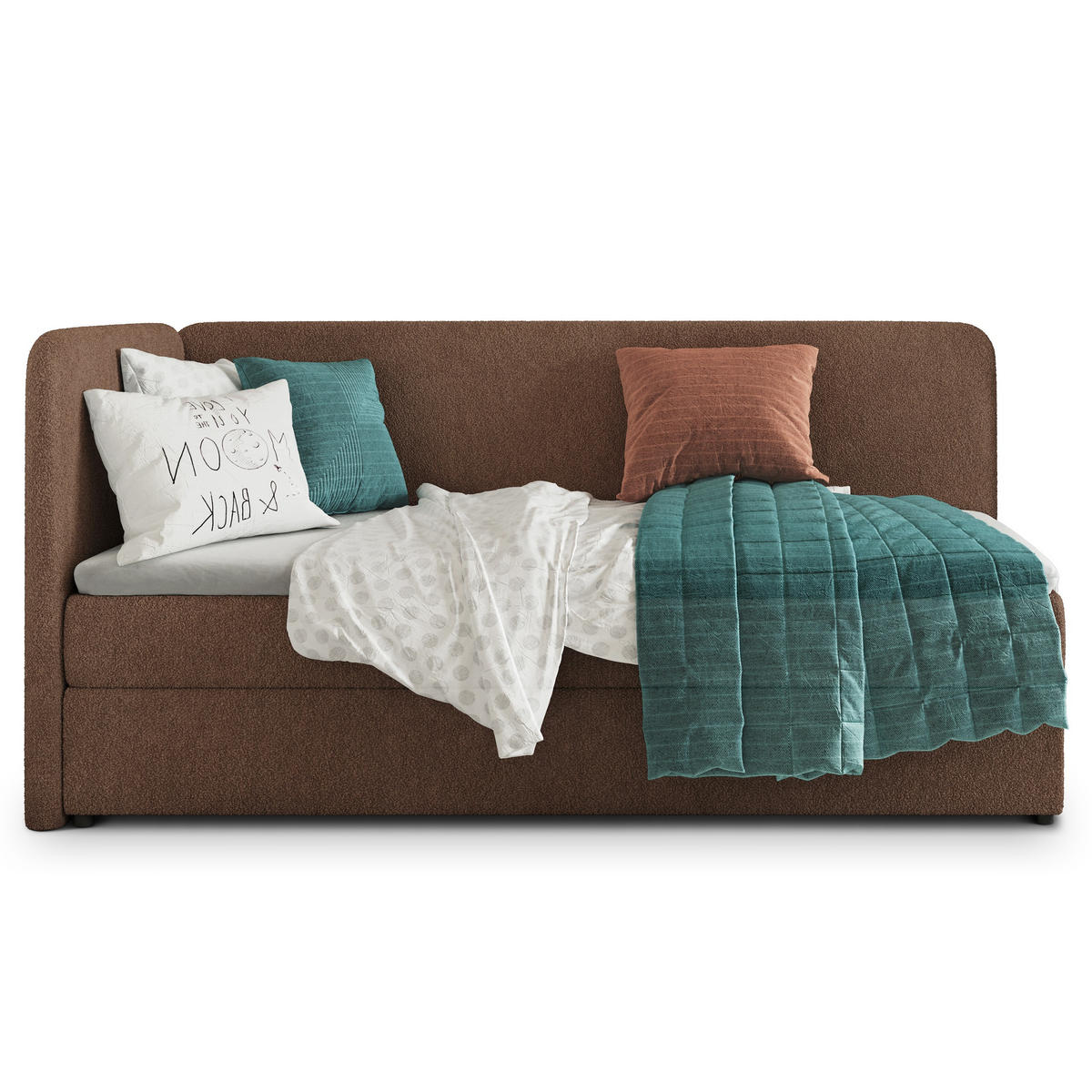 POSTEL BOXSPRING GINA 80x200 cm, s matrací a úložným prostorem, hnědá - hnědá, kompozitní dřevo/textil (80/200cm) - MASSENO