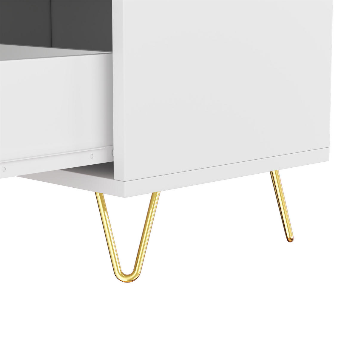 KOMODA bílá a zlatá 120 cm, 6 zásuvek, moderní - bílá, kompozitní dřevo (120/77/40cm) - Urban Meuble