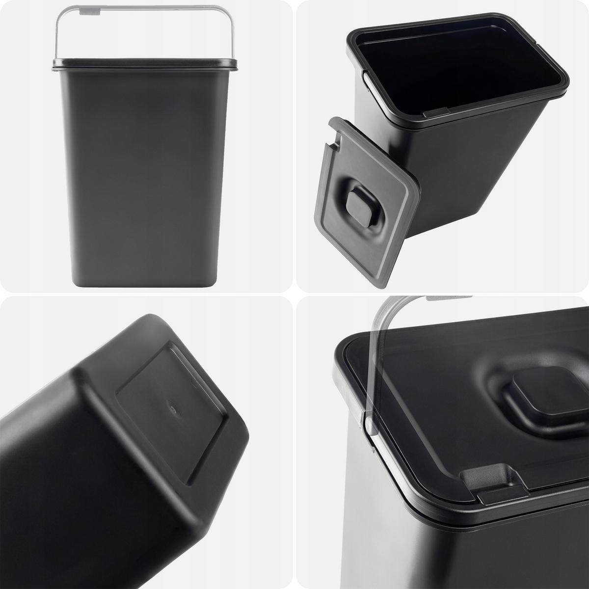 ABFALLEIMER, 10L, Schwarz - Schwarz, Kunststoff (18/33cm) - KADAX