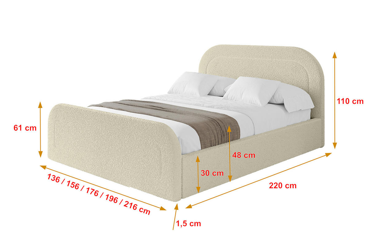 POLSTERBETT mit Bettkasten, Fußteil und Lattenrost, Boxbett mit Matratze H3/H4 - LERAY-Z 180x200 Beige - Taupe, Holzwerkstoff/Textil (180/200cm) - ALTDECOR