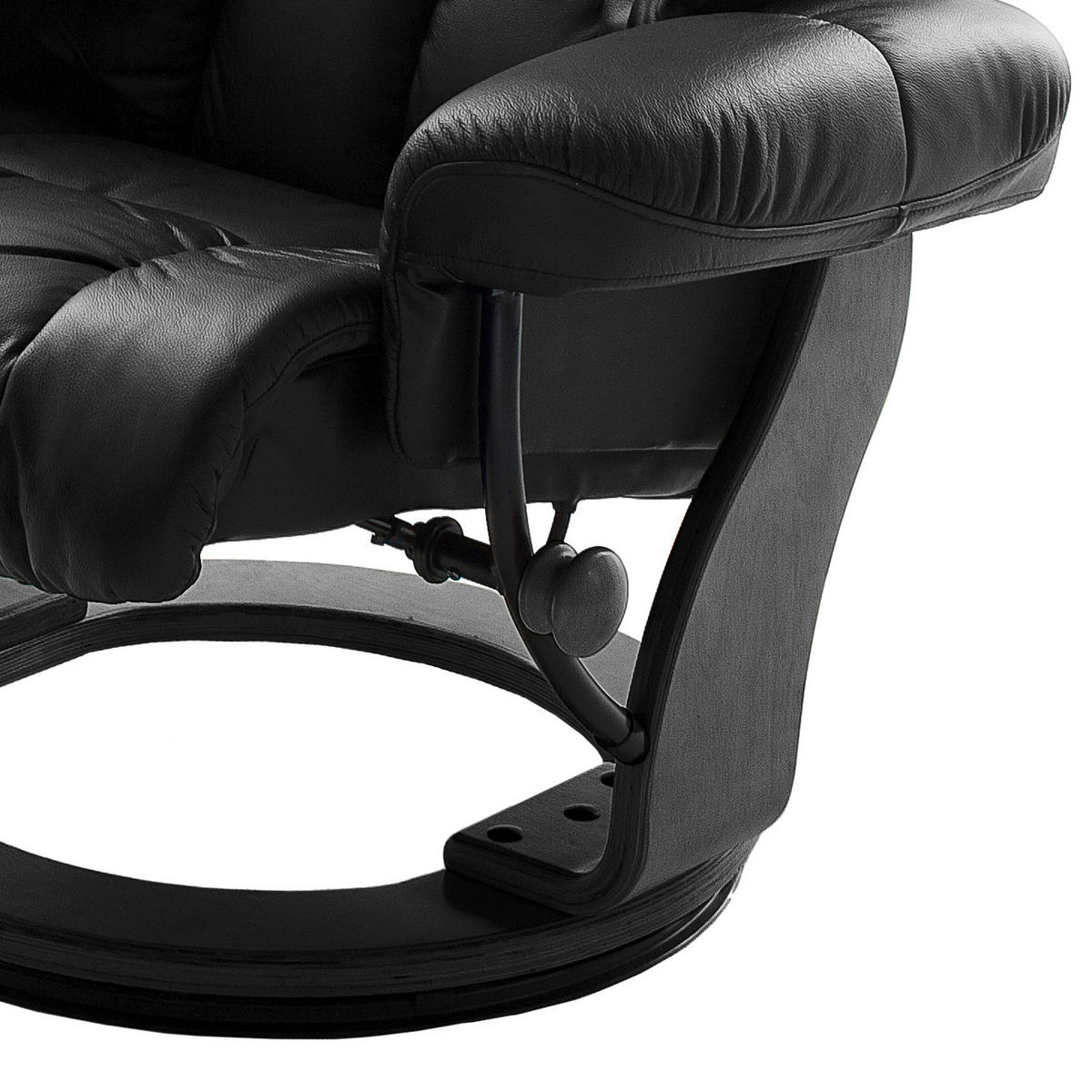 RELAXSESSEL - 2-teilig - Holzwerkstoff / Echtleder / Kunstleder - Schwarz, Leder/Birkenholz (90/104/91cm) - home24