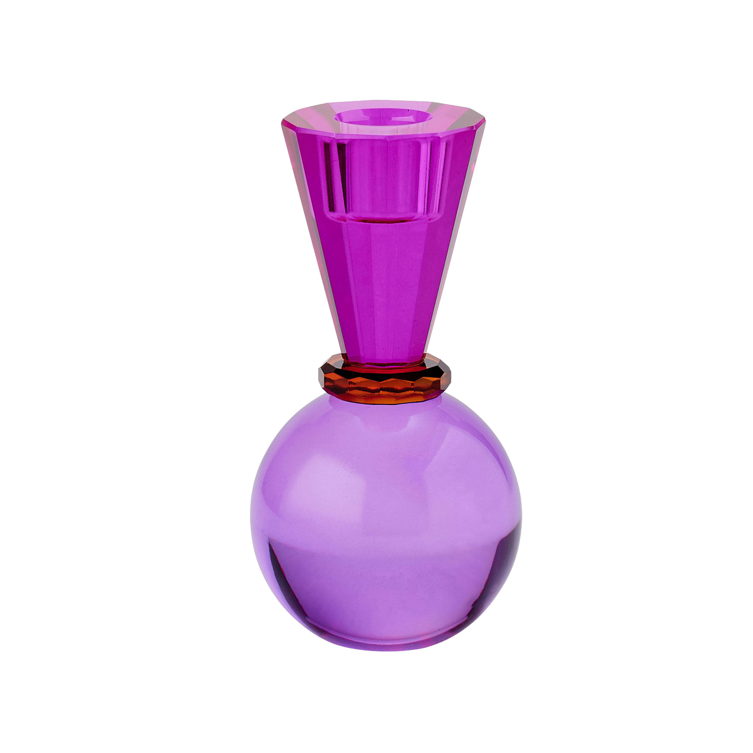 KERZENHALTER Sari Kugel Konus, Kristallglas, Pink, Lila, 13.5 cm - Pink, Glas (7/16/7.5cm) - Gift Company
