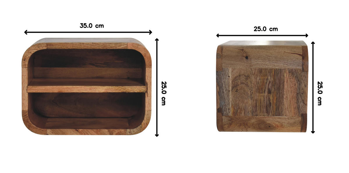NACHTTISCH Levitate, Wandmontiert, 2 Schublade, Braun - Beige/Messingfarben, Holz/Metall (35/25/25cm) - Artisan Furniture