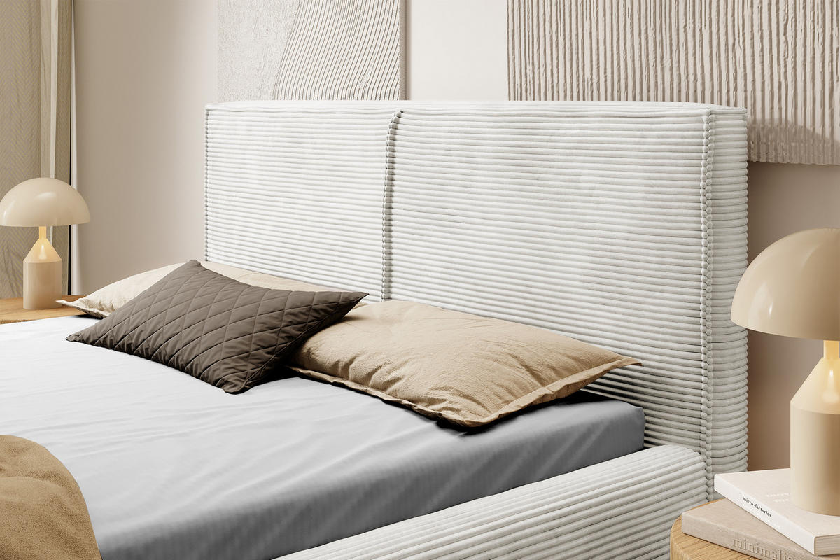 POLSTERBETT Farese Grau-beige Cordbezug 140 cm - Greige, Textil (140/200cm) - Selsey