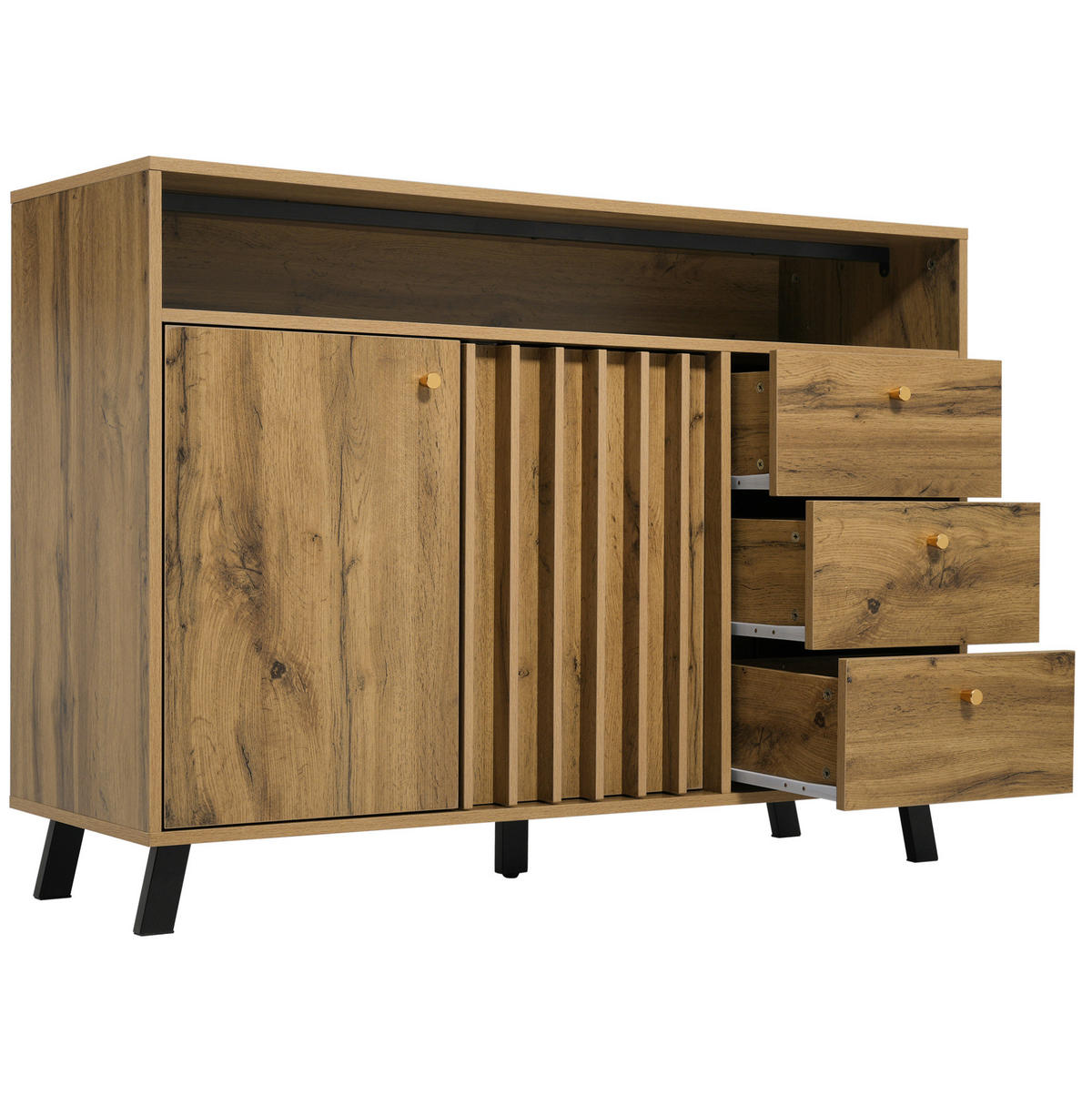 SIDEBOARD 120/40/85 cm Dunkle Eiche aus Holz mit Lamellenfront - Braun, Holz (40/85/120cm) - OKMYHOME