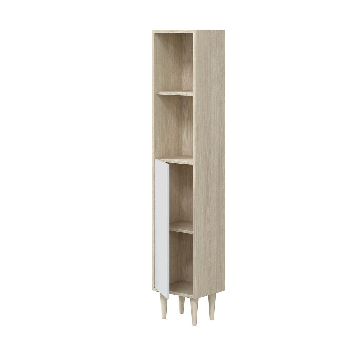 HOCHSCHRANK 1 Tür 2 Nischen H150 cm - Verona - Weiß, Holzwerkstoff (25/150/30cm) - Calicosy