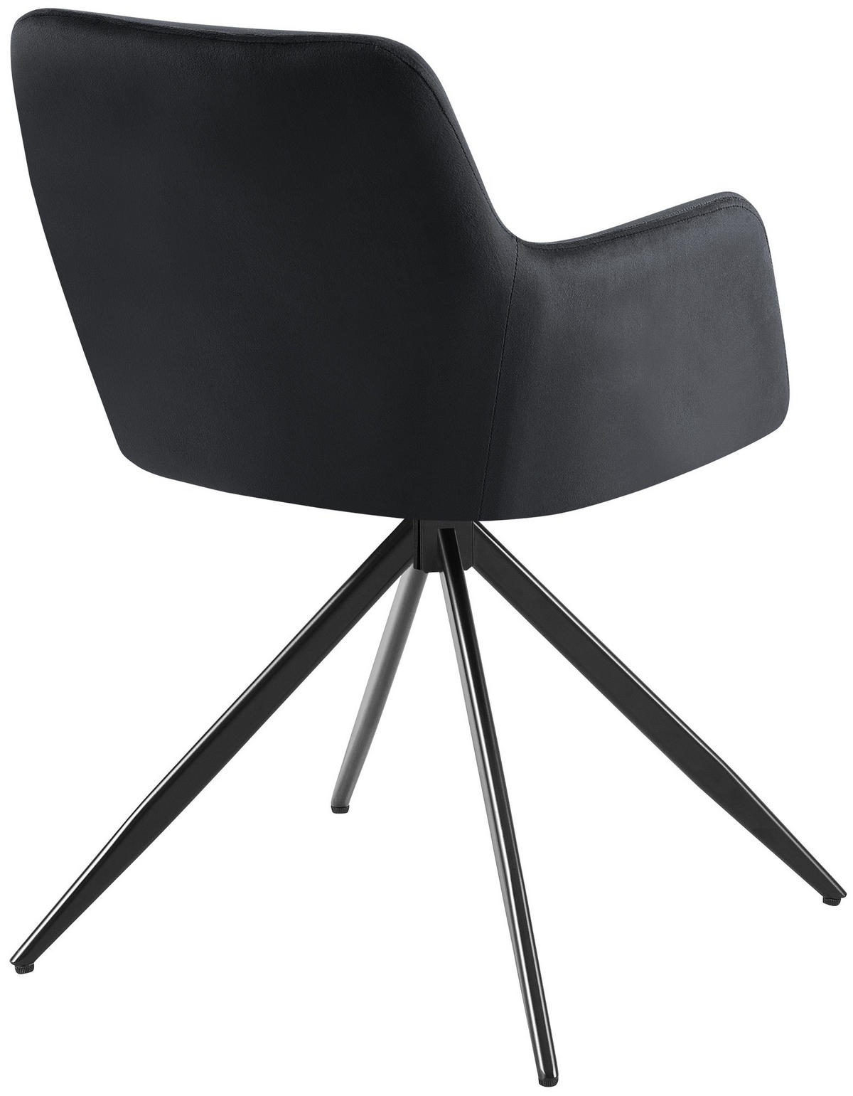 ARMLEHNENSTUHL Samt schwarz - Schwarz, Textil/Metall (56/81/62cm) - CLP
