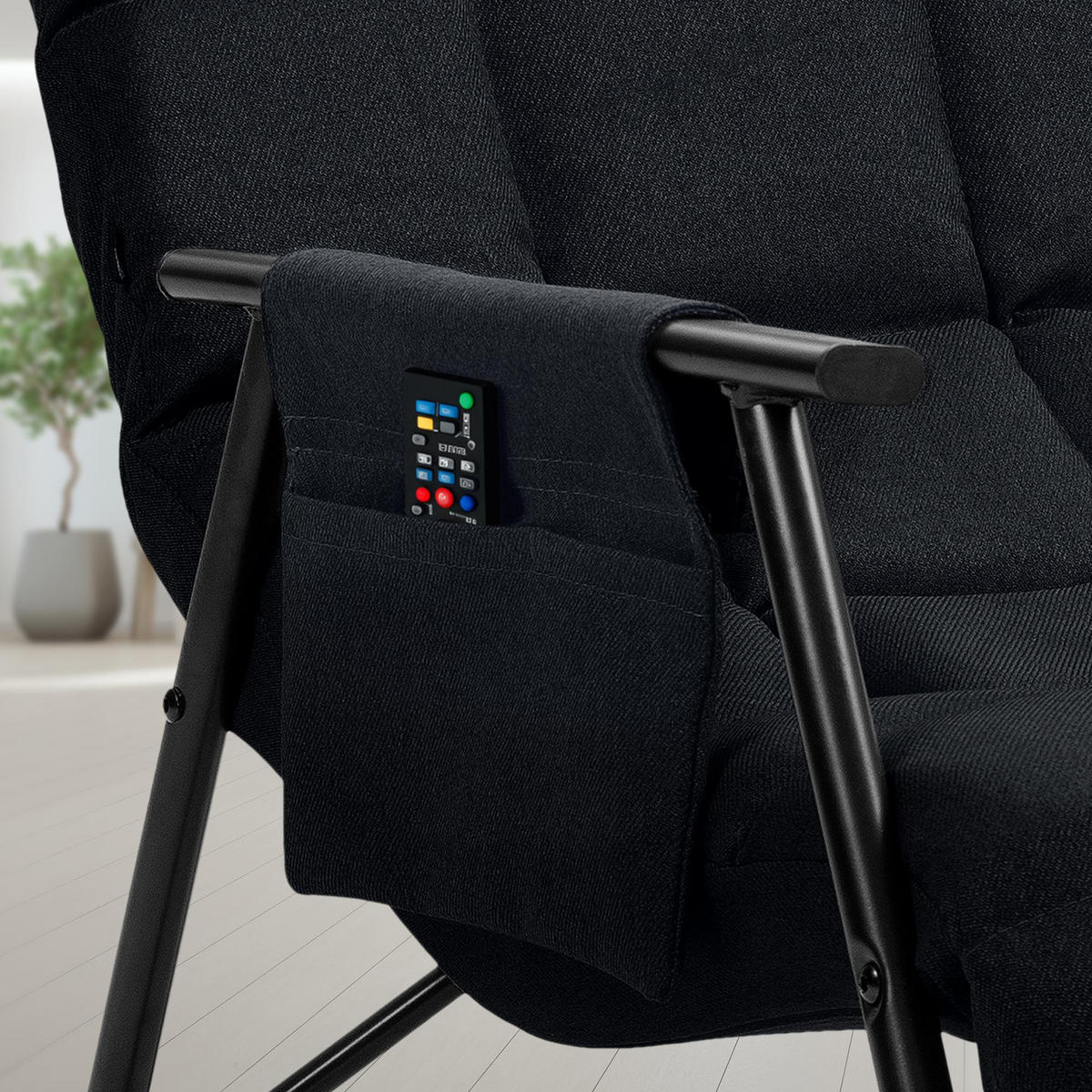 SCHAUKELSTUHL Stoff schwarz - Schwarz, Textil/Metall (61/66/100cm) - CLP