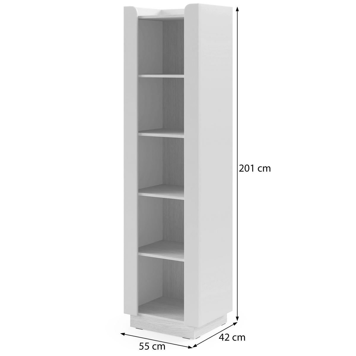BÜCHERREGAL Sorella mit 4 offenen Regalböden, 55 cm, für Jugendzimmer, Macadamia + Eiche Mavelie - Eichefarben/Beige, Holzwerkstoff (55/201/42cm) - Beautysofa