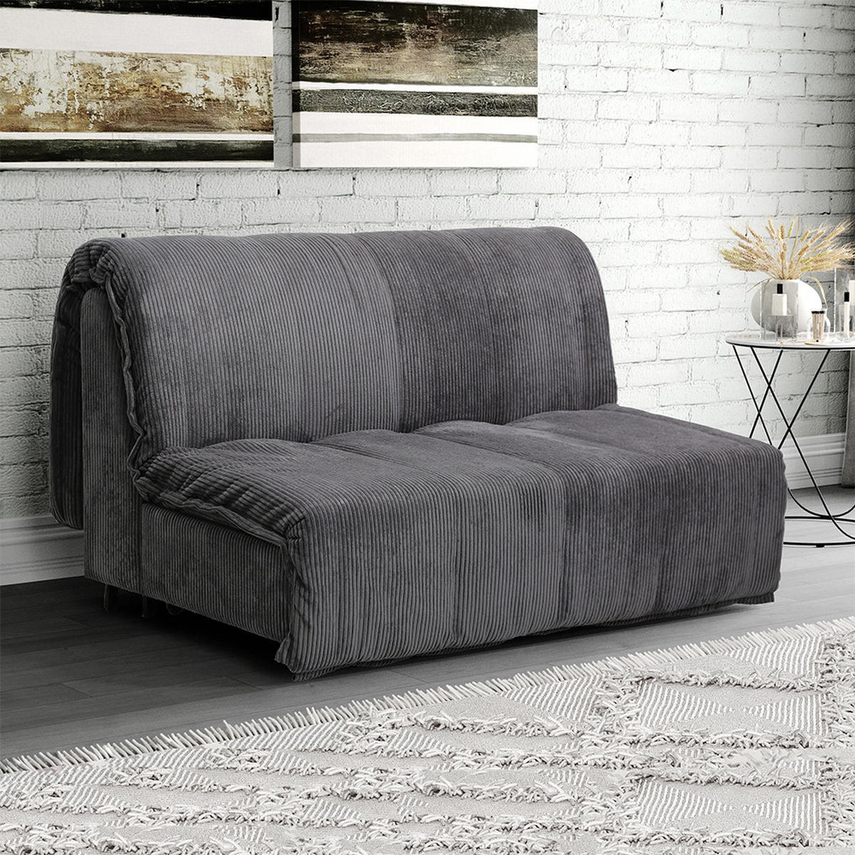 SOFA Malta Dunkelgrau 148 cm mit Schlaffunktion - Dunkelgrau, Metall (148/88/104cm) - VitaliSpa