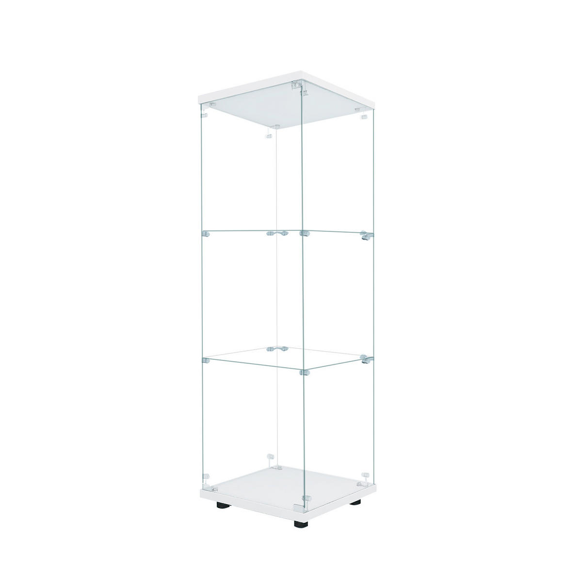 VITRINE,TRANSPARENT, 3-stufig, mit LED, Weiß Rahmen - Weiß, Glas (42/125/36cm) - Joyfair