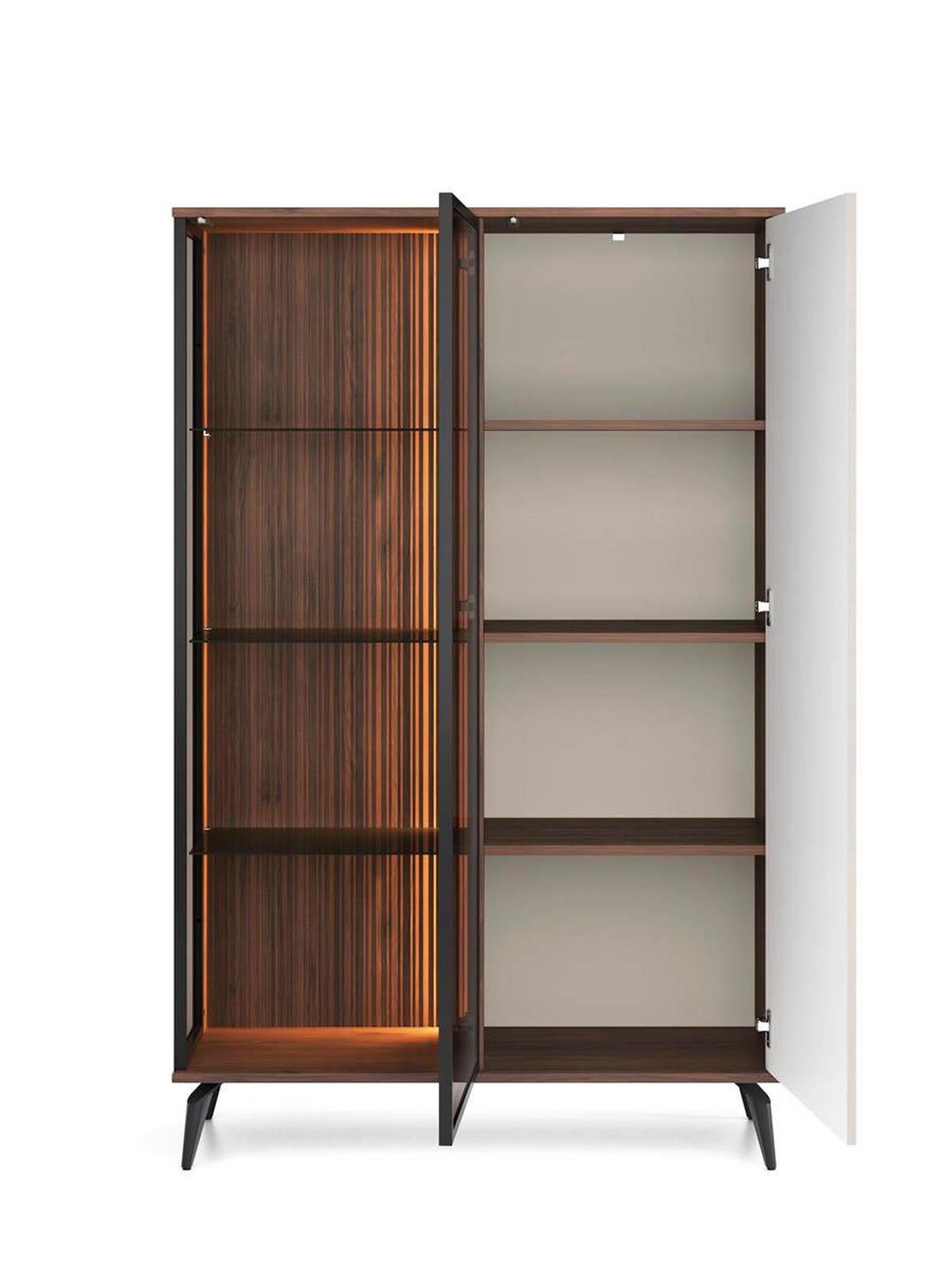 VITRINE mit Lamellen VIVIN - Nussbaumfarben, Holzwerkstoff (103/162/39cm) - Compleo24