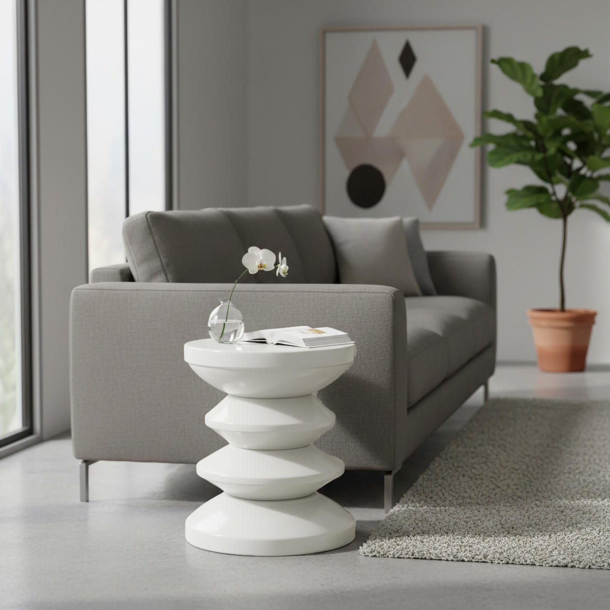 BEISTELLTISCH - Weiß, Metall (35/35/46cm) - Relaxdays