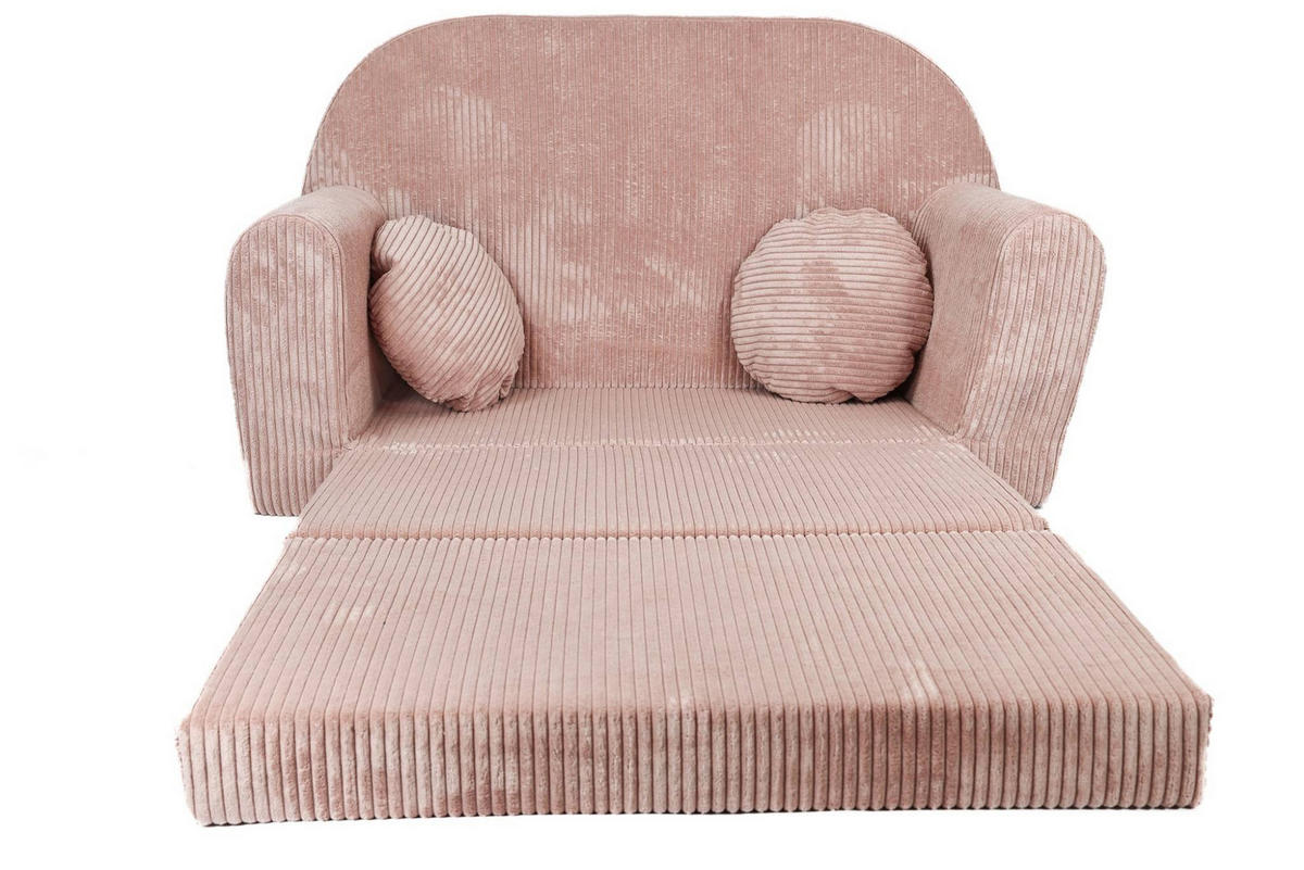 KINDERSOFA MIT VERLÄNGERUNG aus Kuschel-Cord in Altrosa - Altrosa, Textil (100/60/50cm) - Fortisline