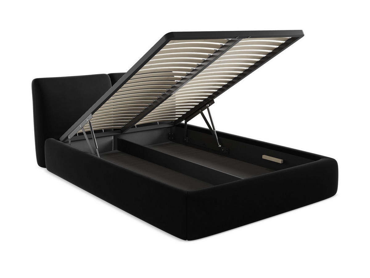 POLSTERBETT mit Bettkasten und Lattenrost 190x215 Schwarz - Schwarz, Kunststoff/Textil (140/200cm) - Makamii