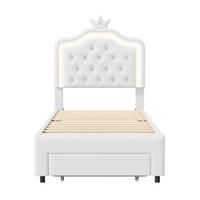 POLSTERBETT 90 x 200 cm, mit Schubladen, LED-Beleuchtung, Lattenrost und Kopfteil, weiß - Weiß, Metall (90/200cm)