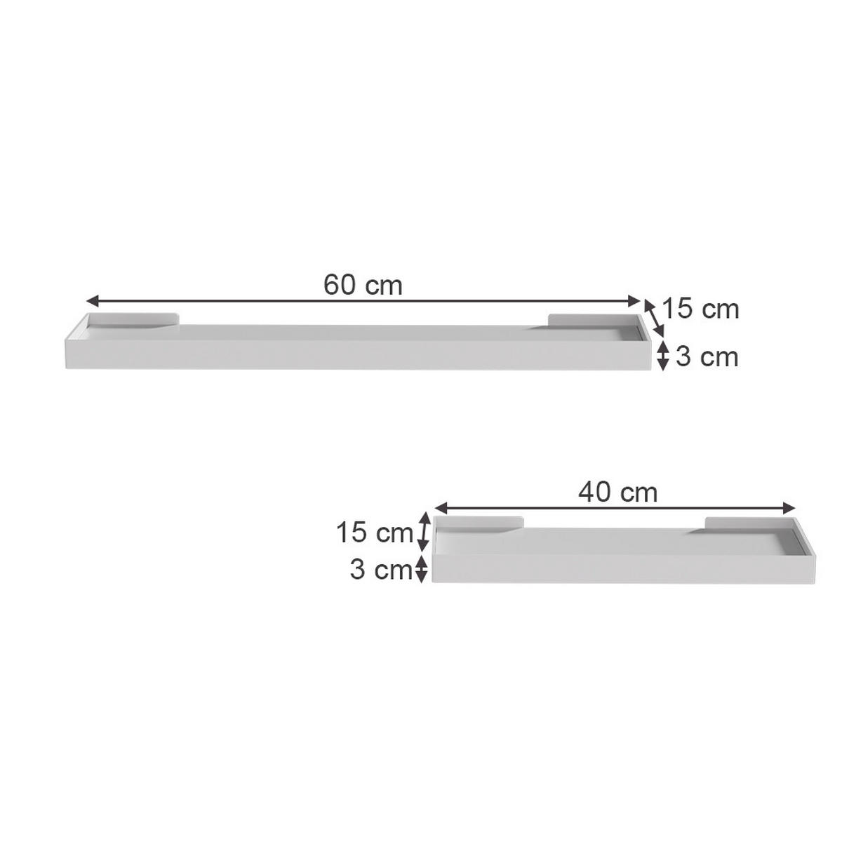 WANDREGAL Erni Weiß 60 x 3 cm 2er-Set - Weiß, Holzwerkstoff (60/3/15cm) - Vicco