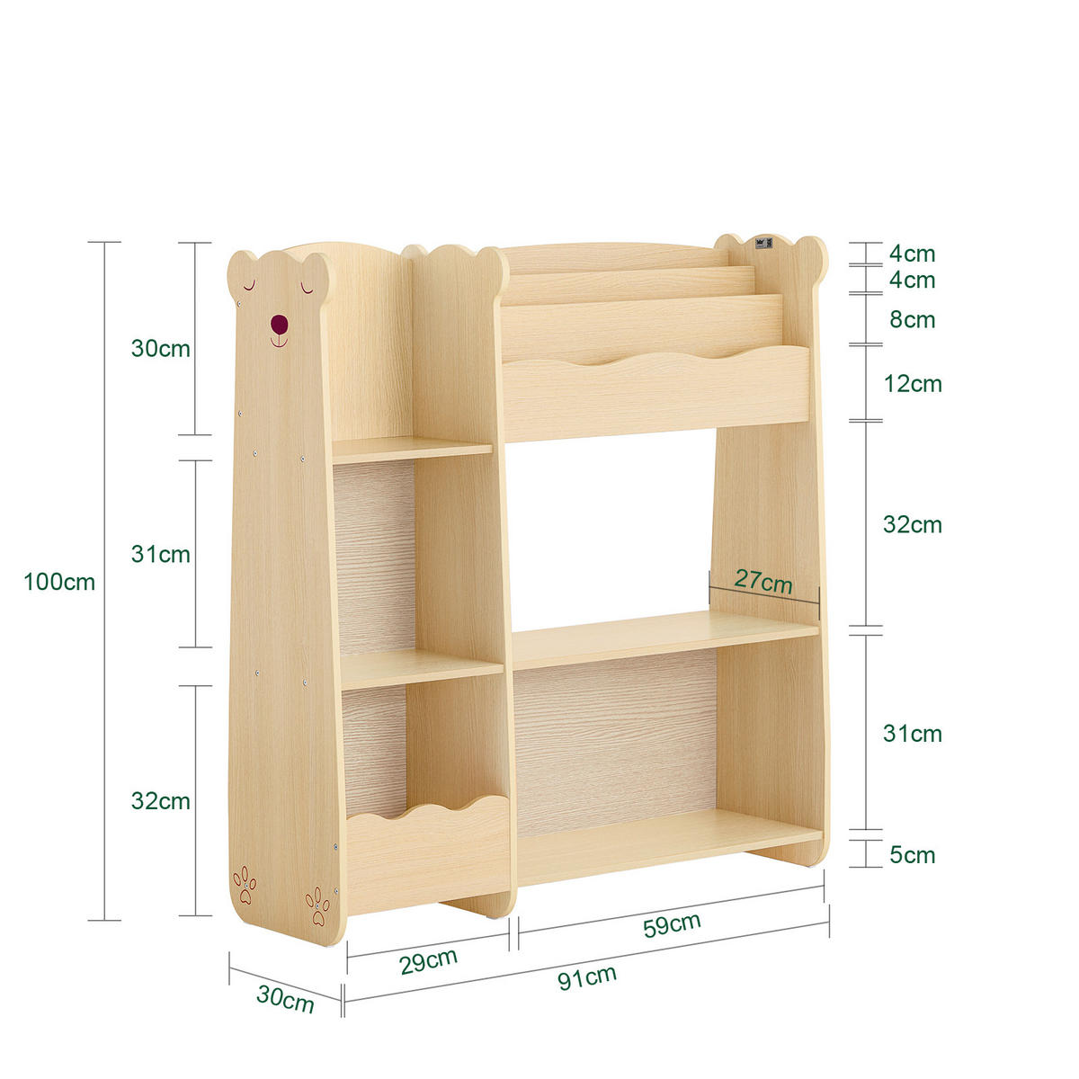 KINDERREGAL Natur - Naturfarben, Holzwerkstoff (91/100/30cm) - SoBuy