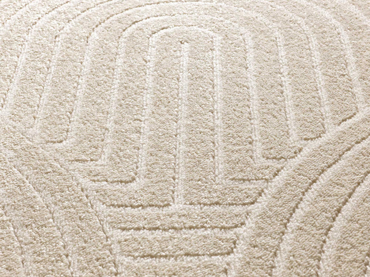 WEBTEPPICH mit geometrischem Muster Weiß Geprägt Zen 133/190 cm - Weiß, Naturmaterialien/Textil (133/190cm) - Atticgo