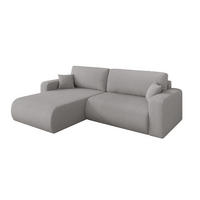 ROHOVÁ SEDAČKA s funkcí spaní, otoman vlevo BERY-L 276x193x88 světle šedá bouclé - černá/stříbrná, kompozitní dřevo/textil (276/193cm) - ALTDECOR