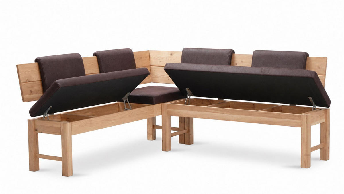 ECKBANK mit Truhe Dyan 2 für 5 Personen Massivholz Wildeiche/Braun - Wildeiche/Braun, Holz (167/192cm) - 58aufmkessel