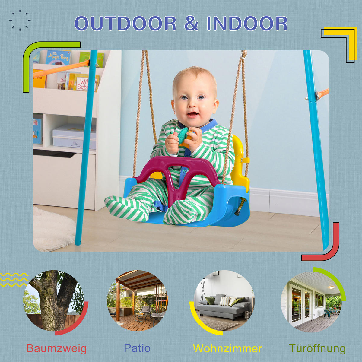 KINDERSCHAUKEL - Multicolor, Kunststoff (33/42cm) - Outsunny