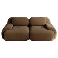 2-SITZER SOFA cord braun modular & geschwungene armlehnen - Walnussfarben, Textil (208/75/103cm) - Urban Meuble