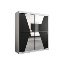 SCHWEBETÜRENSCHRANK 200/180/62 2-türig - Silberfarben/Schwarz, Holz/Kunststoff (180/200/62cm) - Abiks Möbel