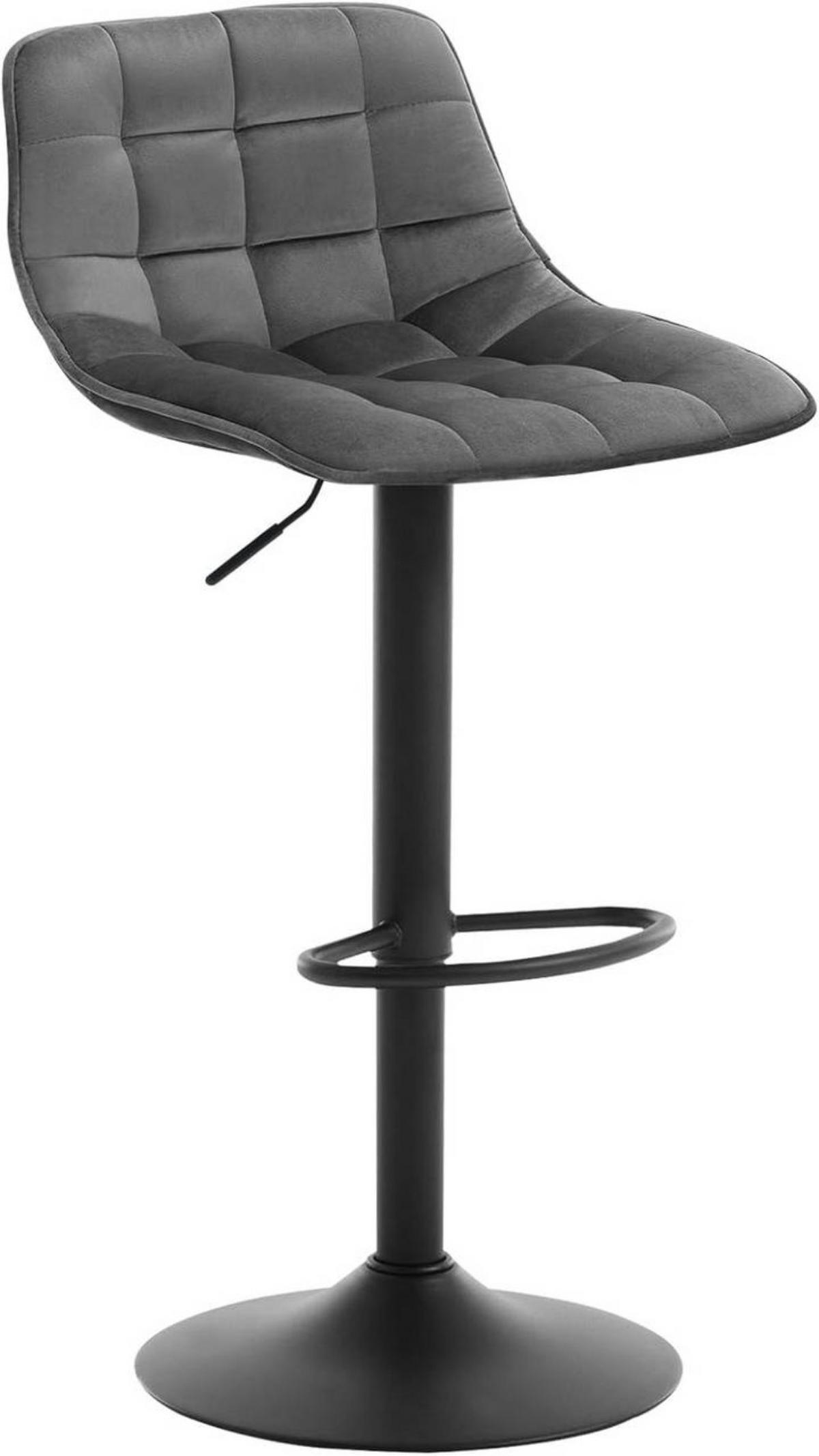 BARHOCKER aus Samt und Metall, Dunkelgrau - Dunkelgrau/Schwarz, Textil/Metall (42.5/82.5/38.5cm) - Woltu
