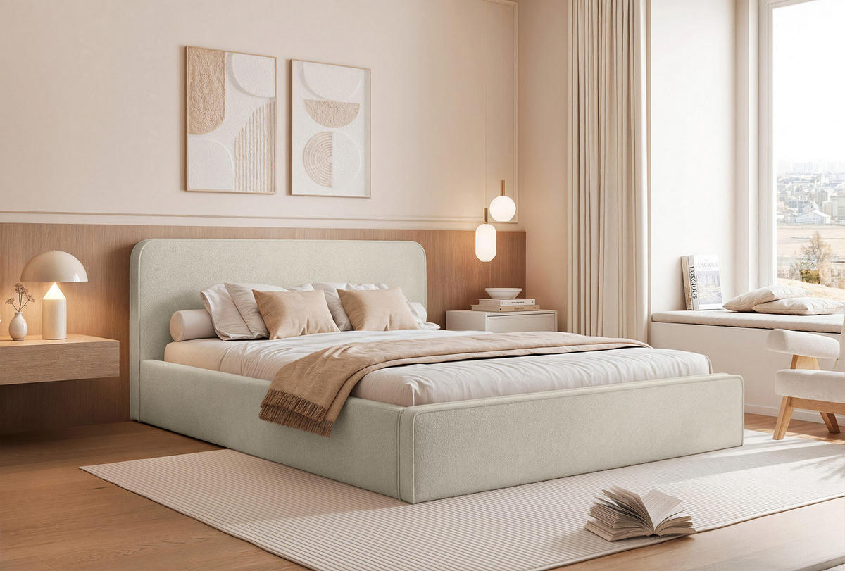 POLSTERBETT Monteli 200x200 cm, Beige - Beige, Textil (200/200cm) - Fedve