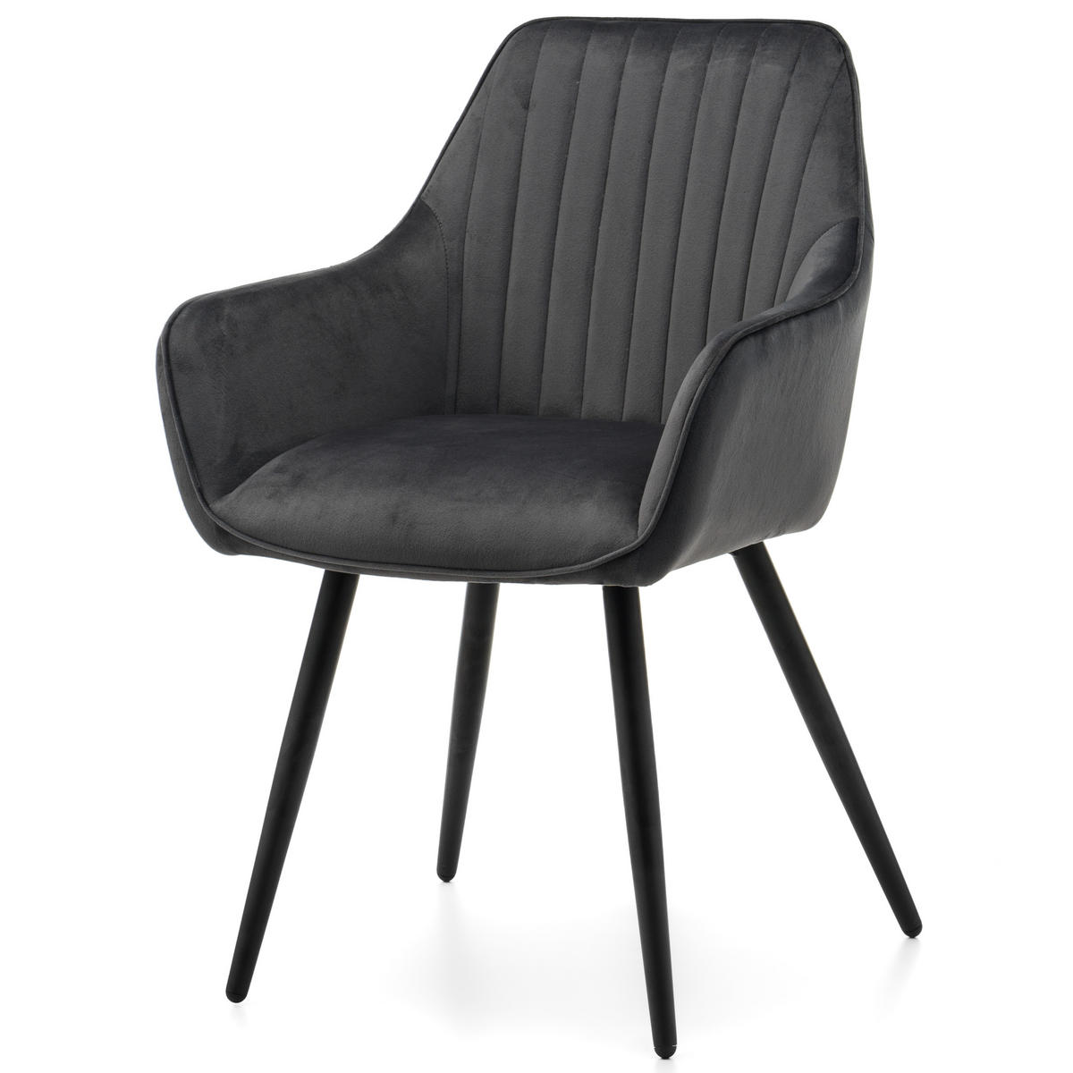 STUHL PASSO gepolstert mit Steppung - grau - Samt Velours - Schwarz/Grau, Textil/Metall (58/87/60cm) - NEW HOME
