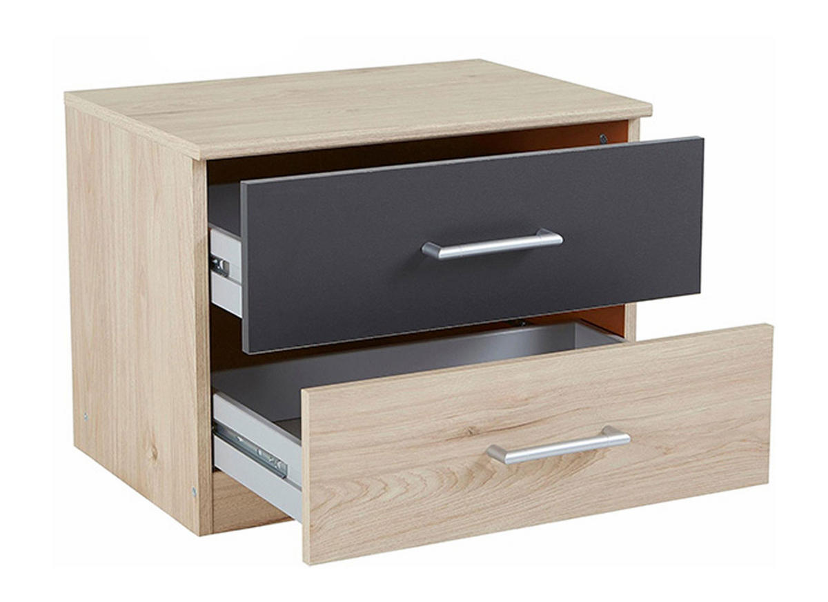 NACHTKONSOLE 2ER SET Angie Hickory Oak / graphit je 52 / 38 / 40cm - Graphitfarben/Braun, Holz/Holzwerkstoff (52/40/38cm) - Wimex