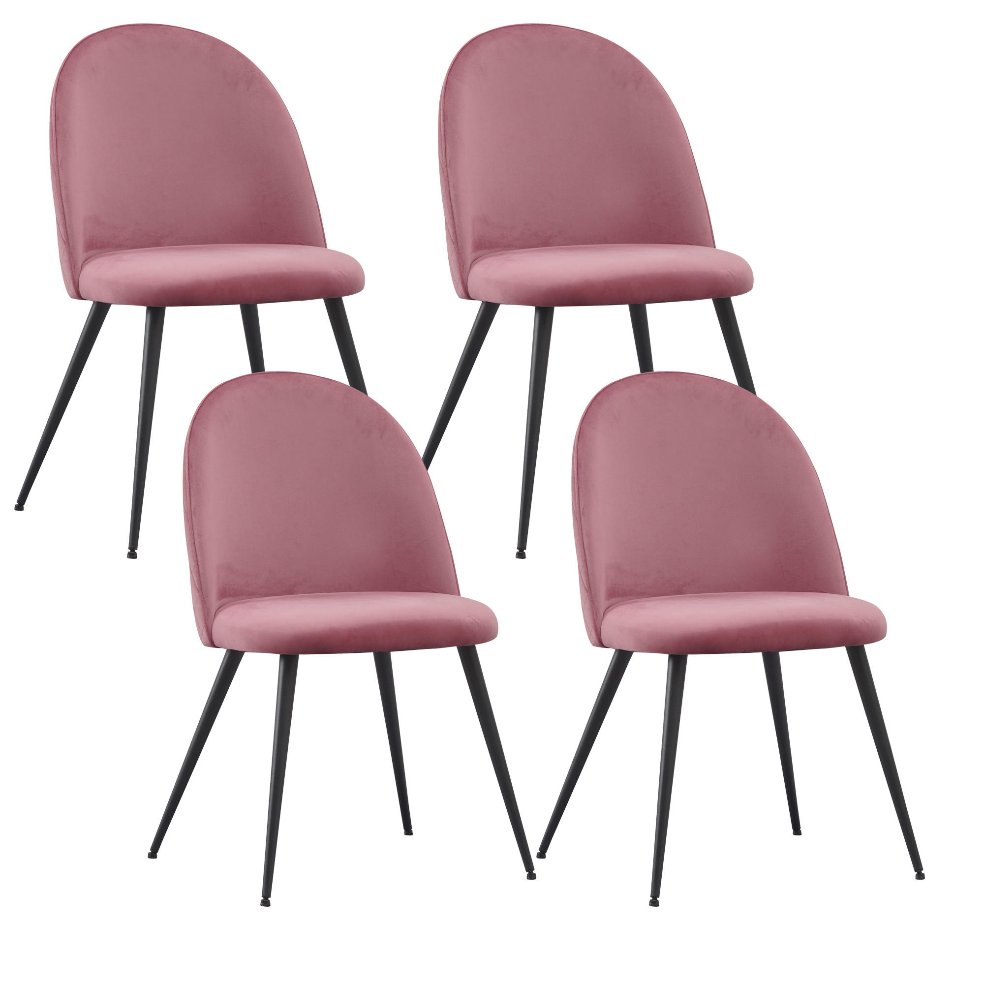 STUHL CAPO Samtbezug Metallbeine 4er Set Rosa - Rosa, Textil/Metall (53/84/44cm) - Albatros