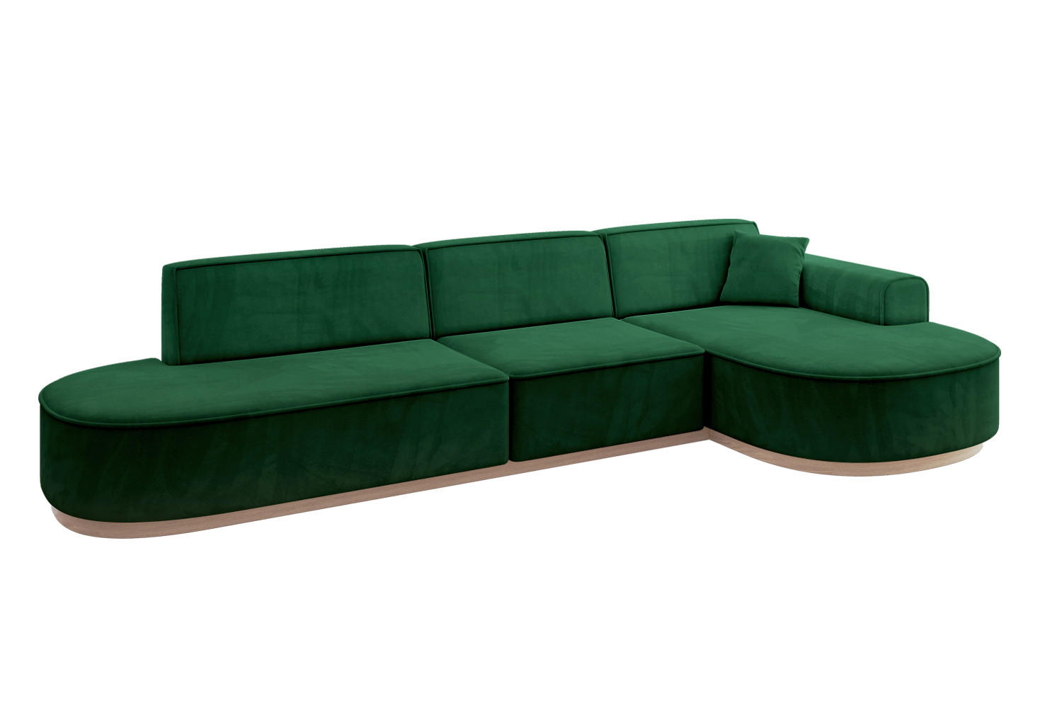 ECKSOFA Ottomane Rechts MARI-L2-v1 - 328x171x83 cm Dunkelgrün Velours - Dunkelgrün, Holzwerkstoff/Textil (171/328cm) - ALTDECOR