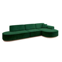 ECKSOFA Ottomane Rechts MARI-L2-v1 - 328x171x83 cm Dunkelgrün Velours - Dunkelgrün, Holzwerkstoff/Textil (171/328cm) - ALTDECOR