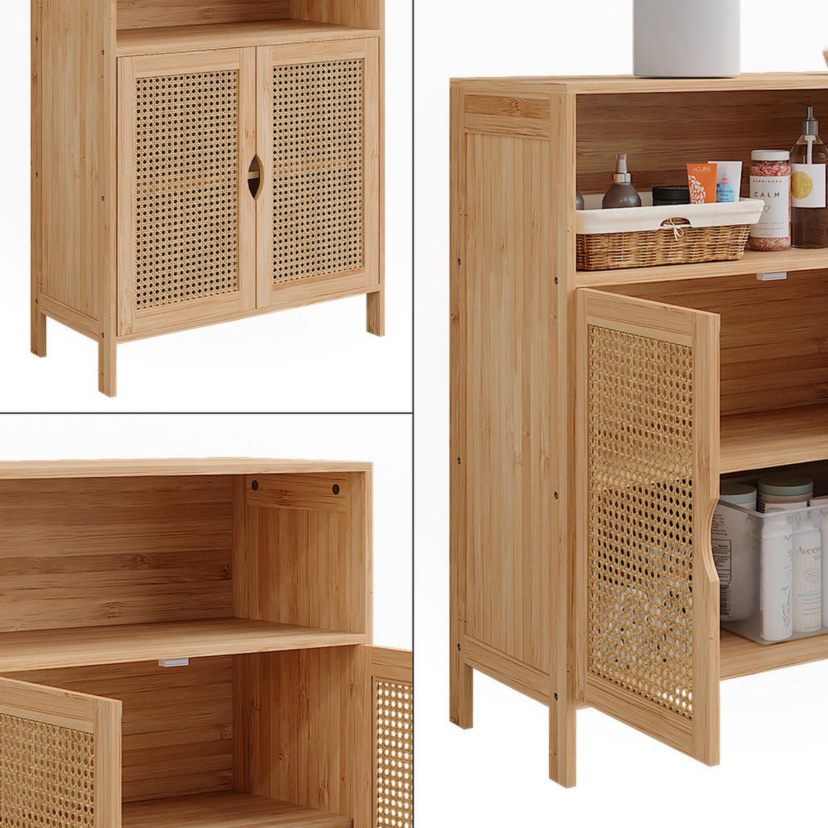 MIDISCHRANK Liora Bambus 60 x 80 cm - Braun, Holzwerkstoff (60/80/29cm) - Vicco