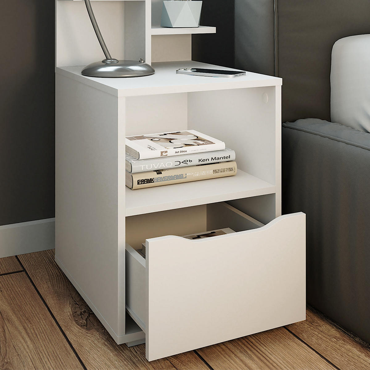 NACHTTISCH Ruben Weiß 40 x 82.2 cm mit Schublade - Weiß, Holzwerkstoff (40/82.2/48cm) - Vicco