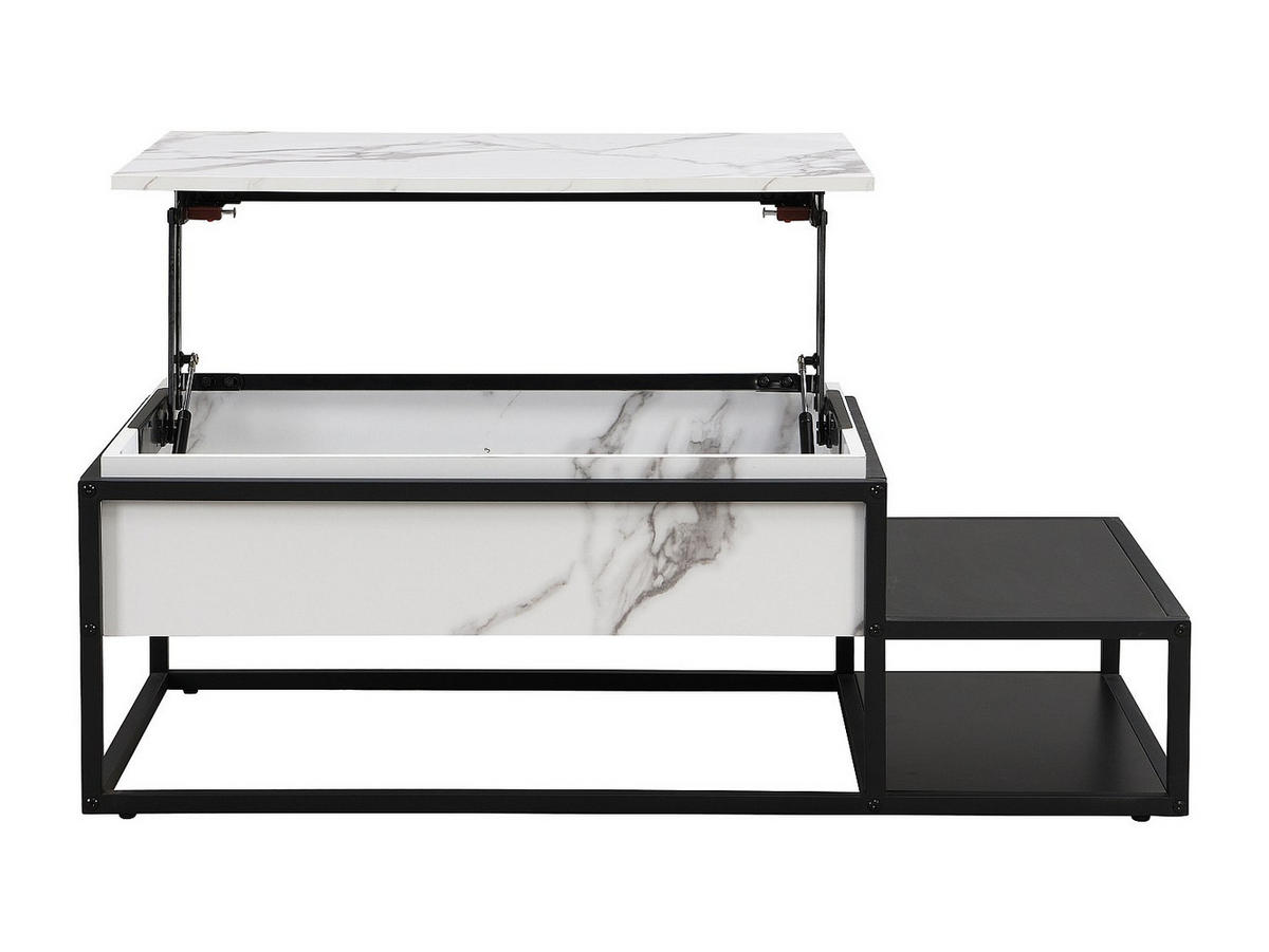 COUCHTISCH höhenverstellbar - MDF & Metall - Marmor-Optik Weiß & Schwarz - LUTESA - Hellgrau, Holz (110/60/38cm) - Vente-Unique