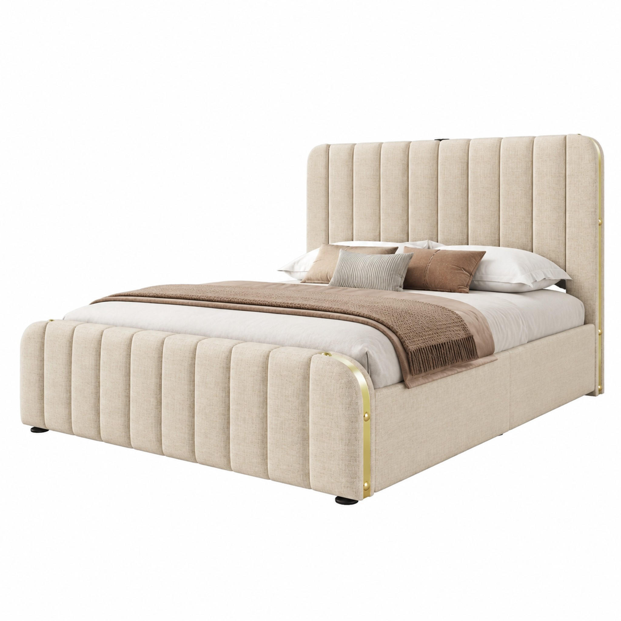 Beauniv Polsterbett Beige 140x200 cm