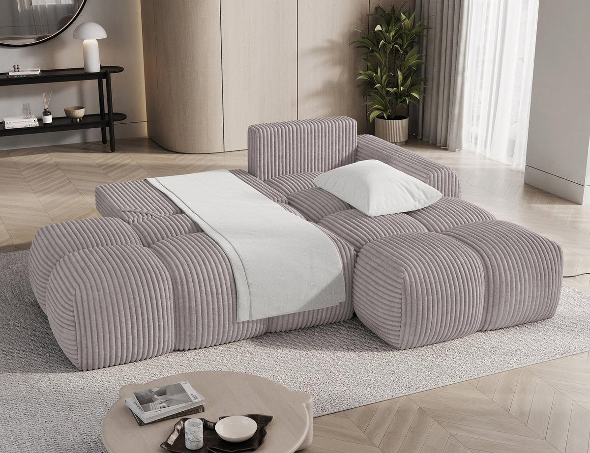ECKSOFA VITTARIO mit Schlaffunktion & Bettkasten – Modernes L-Sofa 227 cm, inklusive Kissen - Grau, Kunststoff (227/95cm) - Wohnideebilder