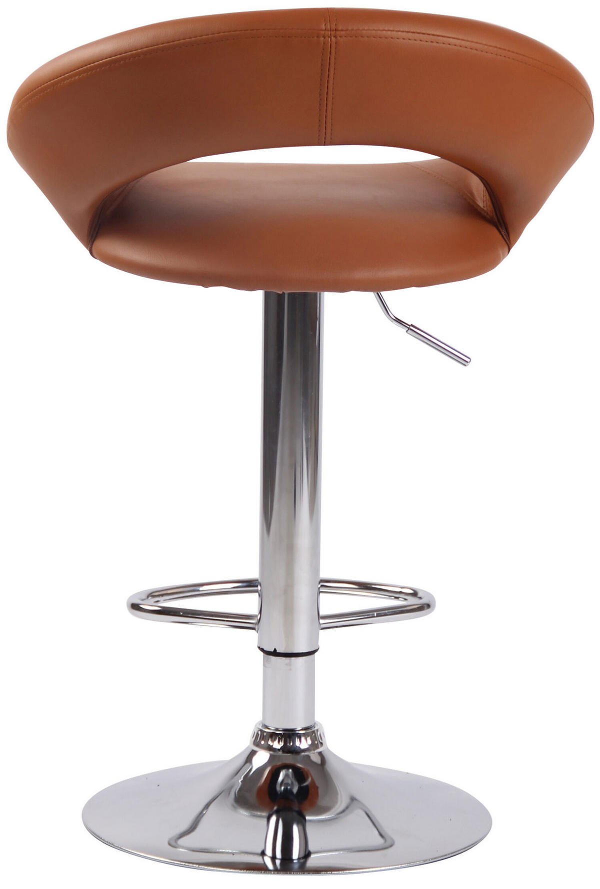 BARHOCKER Olin, Gestell Metall in Chromoptik, Kunstleder Hellbraun - Hellbraun/Chromfarben, Kunststoff/Textil (53/100/47cm) - TPFLiving