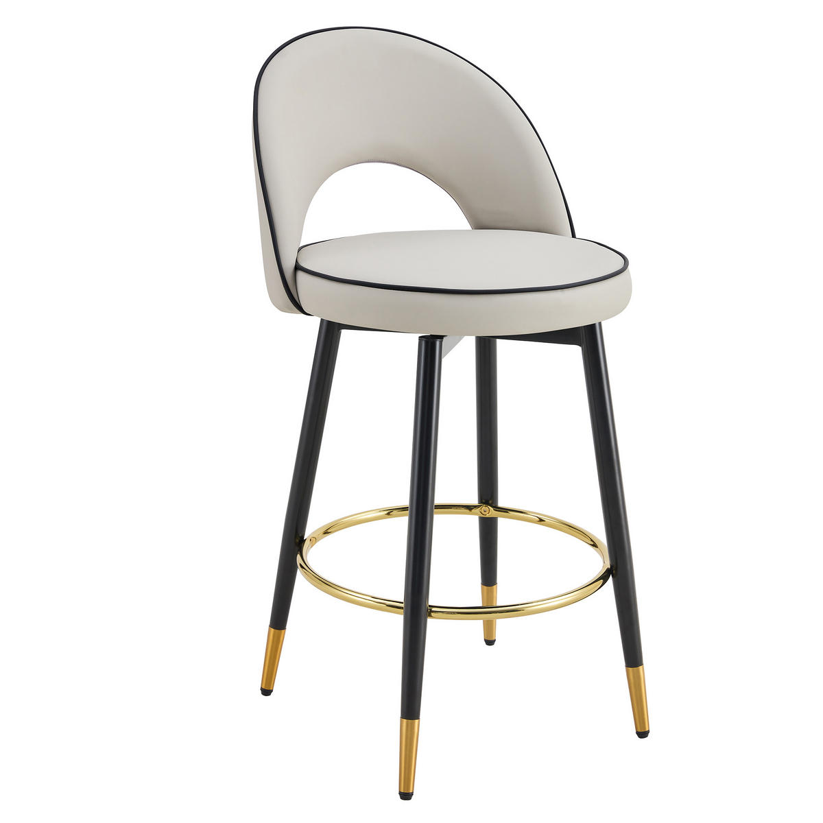 BARHOCKER 2er-Set Grau 360° drehbar mit Rückenlehne und PU-Leder - Grau, Metall (44/91.5/44cm) - PANGIVO