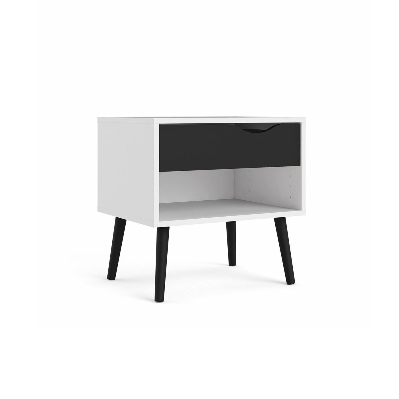 NACHTSCHRANK weiß und schwarz - Weiß, Holzwerkstoff (50/50/39cm) - ebuy24