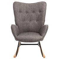 SCHAUKELSTUHL aus dunkelgrauem Stoff, skandinavisches Design, für Wohnzimmer und Schlafzimmer - Dunkelbraun, Textil/Metall (66/97/84cm) - Meubles Cosy