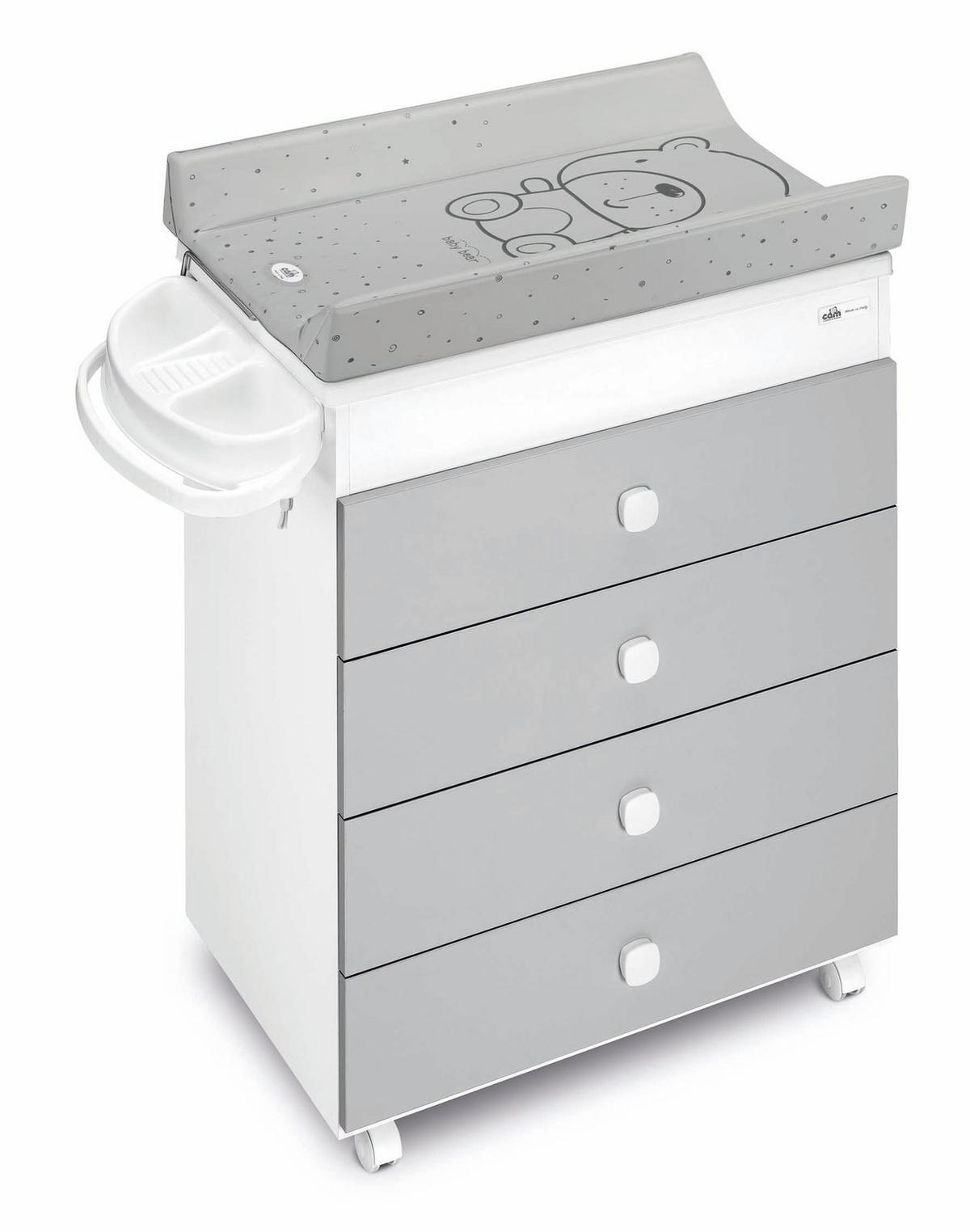 MEHRZWECK-WICKELKOMMODE Asia | für 0-12 Monate | inklusive Badewanne und Wickelunterlage | Grau - Grau, Textil (80/58/110cm) - Cam il Mondo del Bambino S.p.A.