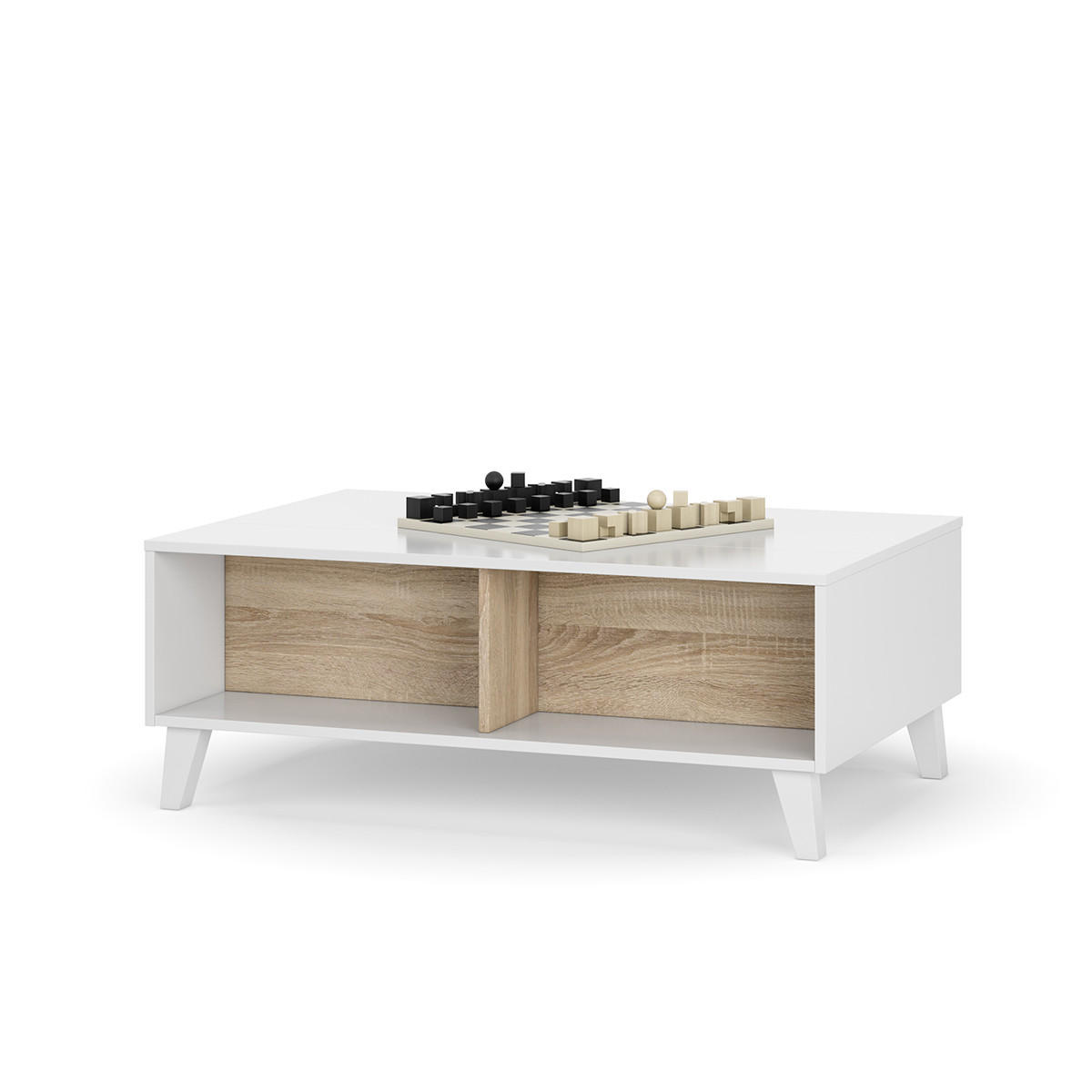 COUCHTISCH mit teilweise hochklappbarer Tischplatte L100 cm - Zaiken Plus - Weiß, Holzwerkstoff (100/68/38cm) - Calicosy