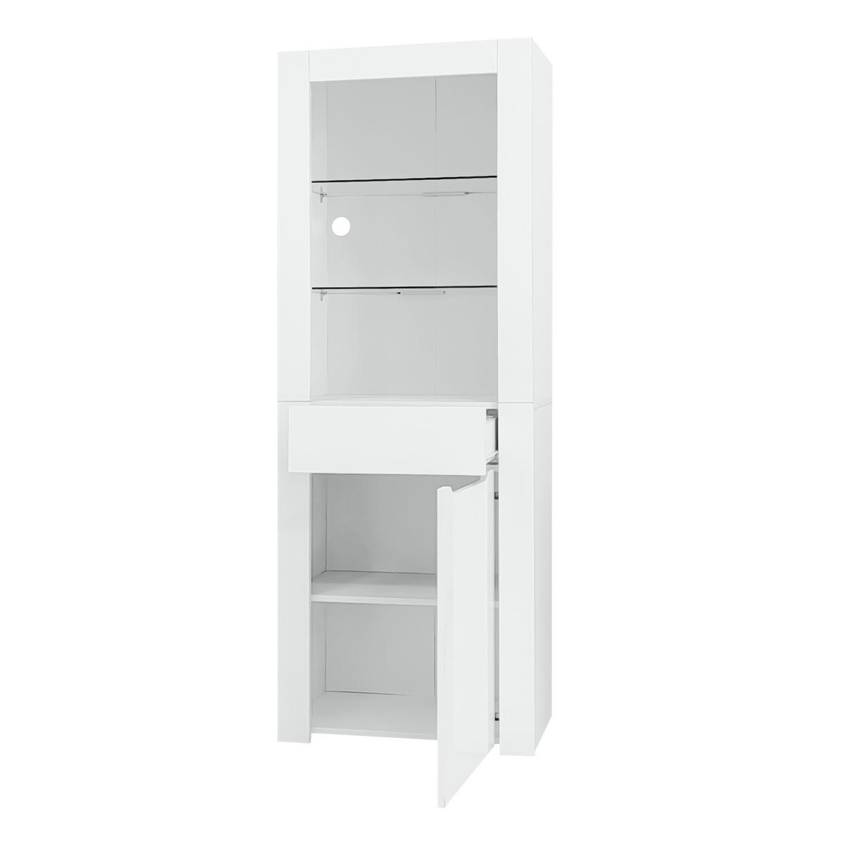 VITRINE 60/35,5/165 cm aus Spanplatte mit LED-Beleuchtung und App-Steuerung Weiß Hochglanz - Weiß, Holzwerkstoff (60/165/35.5cm) - Modenvie