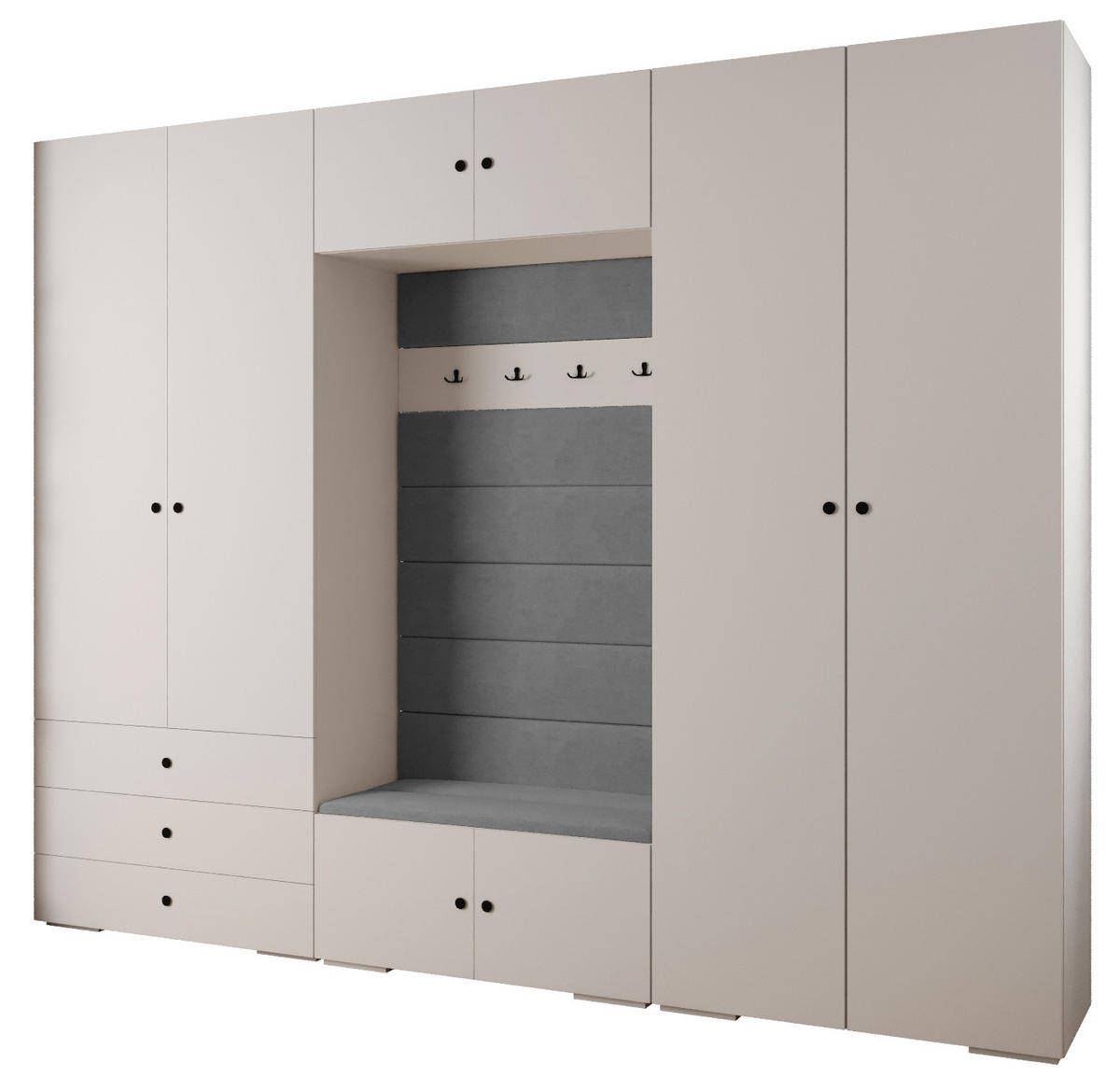 GARDEROBEN-SET 236,7/300/47 - Schwarz/Weiß, Holz/Kunststoff (300/236.7/47cm) - Abiks Möbel
