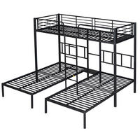 ETAGENBETT 227/205,5/170 cm Schwarz mit Leiter, Tisch und Fallschutzgitter - Schwarz, Metall (90/200cm) - OKMYHOME