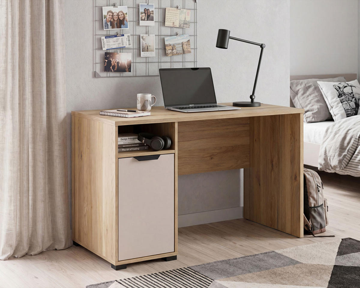 SCHREIBTISCH Chuck Mauvella Eiche / Kaschmir 120 / 60 / 75cm - Kaschmir/Eichefarben, Holz/Holzwerkstoff (60/120/75cm) - Feldmann-Wohnen